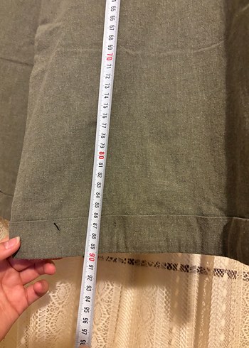 Kemerli Yeşil Midi Keten Kadın Pantolon - Görsel 7