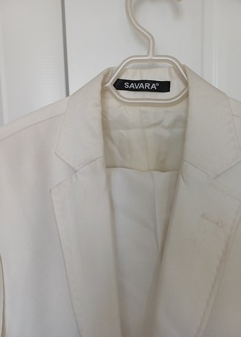 Beyaz Erkek Takım Elbise, Normal Boy, Düğmeli - Görsel 5