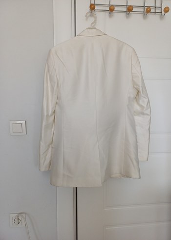 Beyaz Erkek Takım Elbise, Normal Boy, Düğmeli - Görsel 7