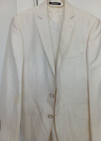 Beyaz Erkek Takım Elbise, Normal Boy, Düğmeli - Görsel 4