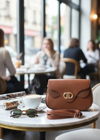 Kahverengi Deri Kemer Detaylı Kadın Çanta - Görsel 3