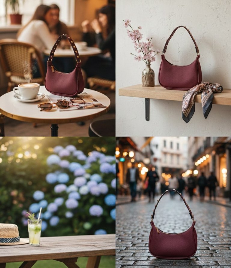 Bordo Deri Tokalı Kadın Çanta - Görsel 3