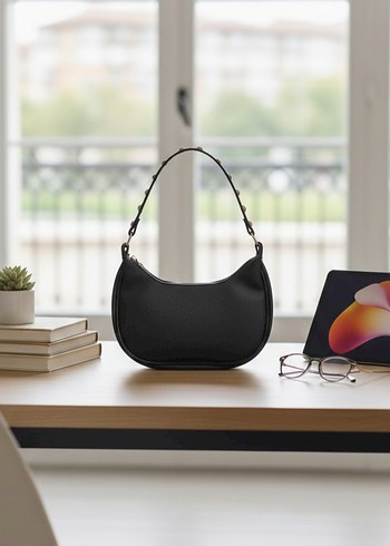 Siyah Deri Kadın Omuz Çantası - Görsel 3