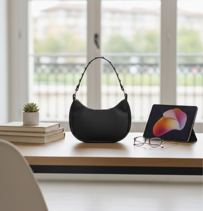 Siyah Deri Kadın Omuz Çantası - Görsel 3