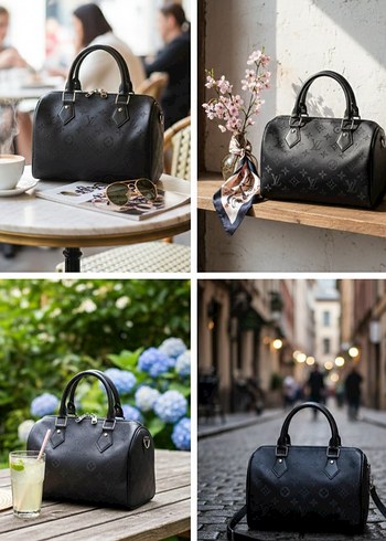 Klasik Siyah Deri Kadın El Çantası - Görsel 5