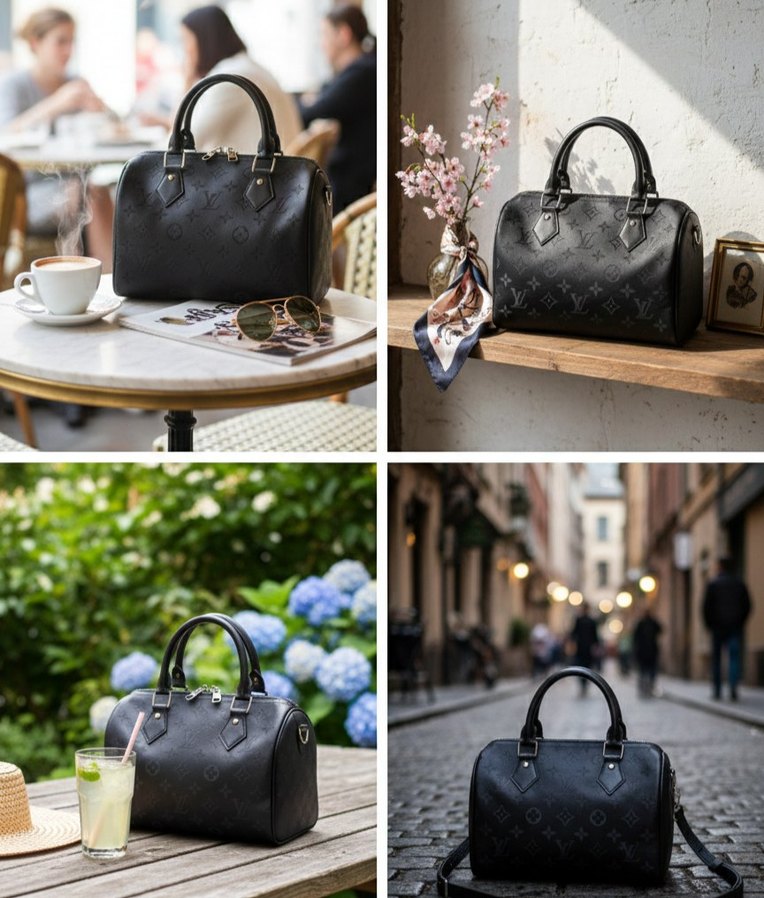 Klasik Siyah Deri Kadın El Çantası - Görsel 5