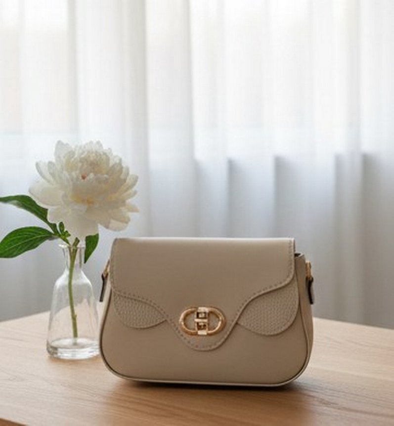 Krem Deri Minimalist Kadın Çanta - Görsel 4