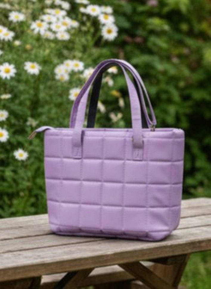 Mor Kareli Deri Kadın Çantası - Görsel 2