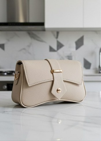 Bej Deri Tokalı Kadın Çanta - Görsel 2