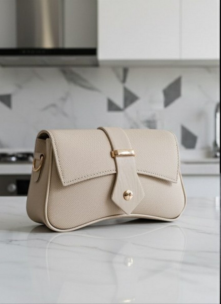 Bej Deri Tokalı Kadın Çanta - Görsel 2