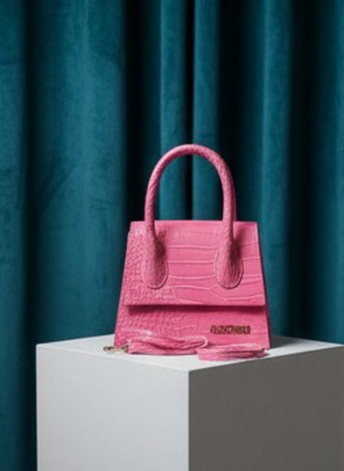 Pembe Deri Yılan Desenli Kadın Çanta - Görsel 2