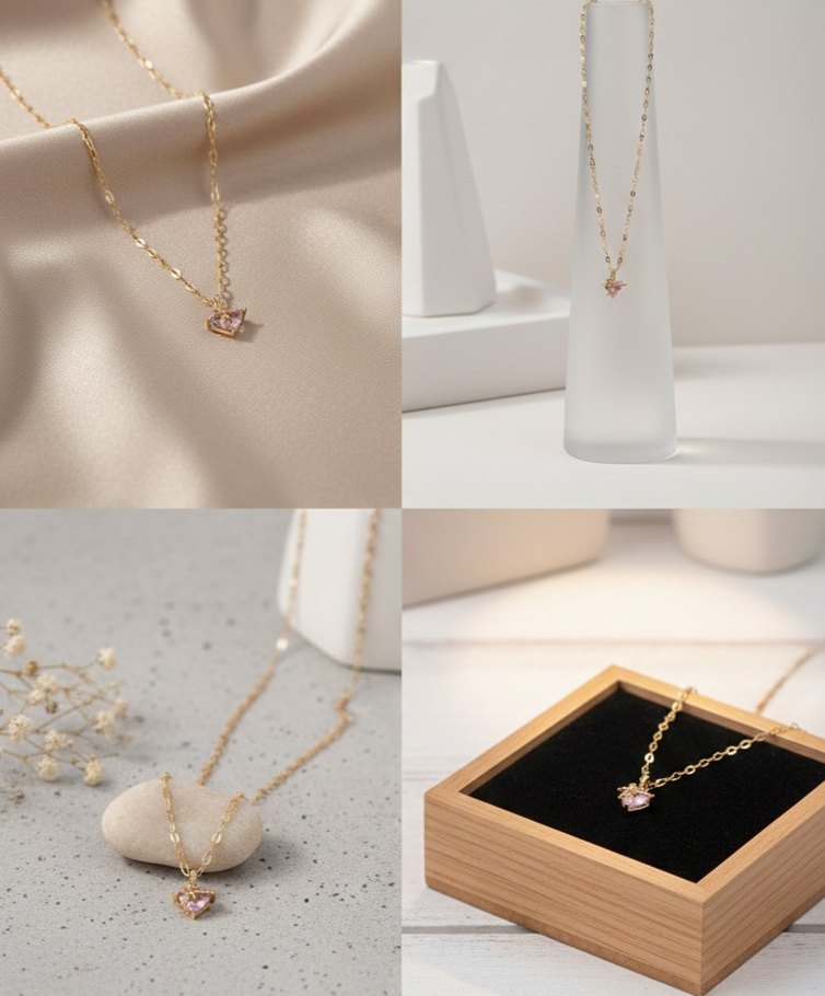 Altın Renk Zincir Detaylı Midi Kolye - Görsel 4