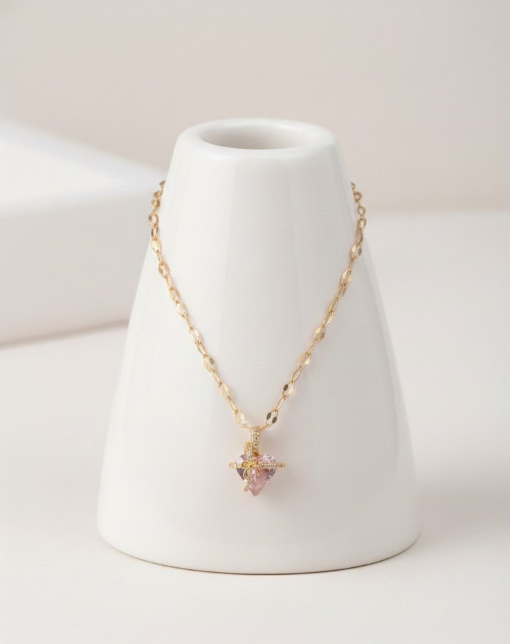 Altın Renk Zincir Detaylı Midi Kolye - Görsel 2