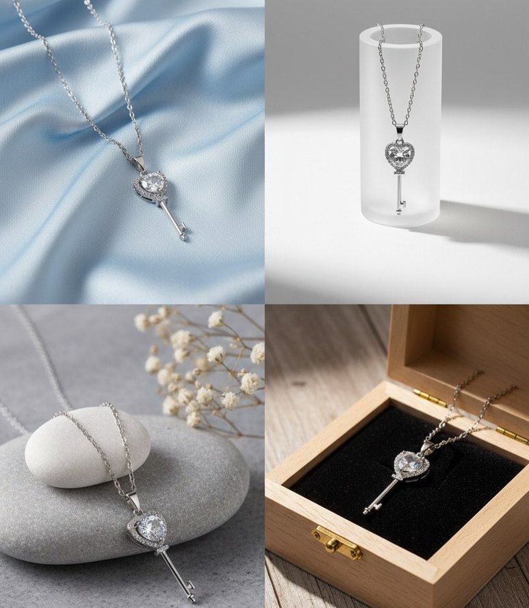 Renkli Taşlı Modern Klasik Kadın Kolye - Görsel 4