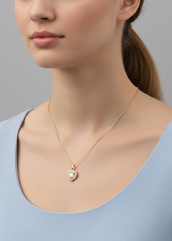 Altın Renkli Zincir Detaylı Midi Kolye - Görsel 3