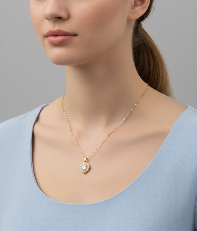 Altın Renkli Zincir Detaylı Midi Kolye - Görsel 3