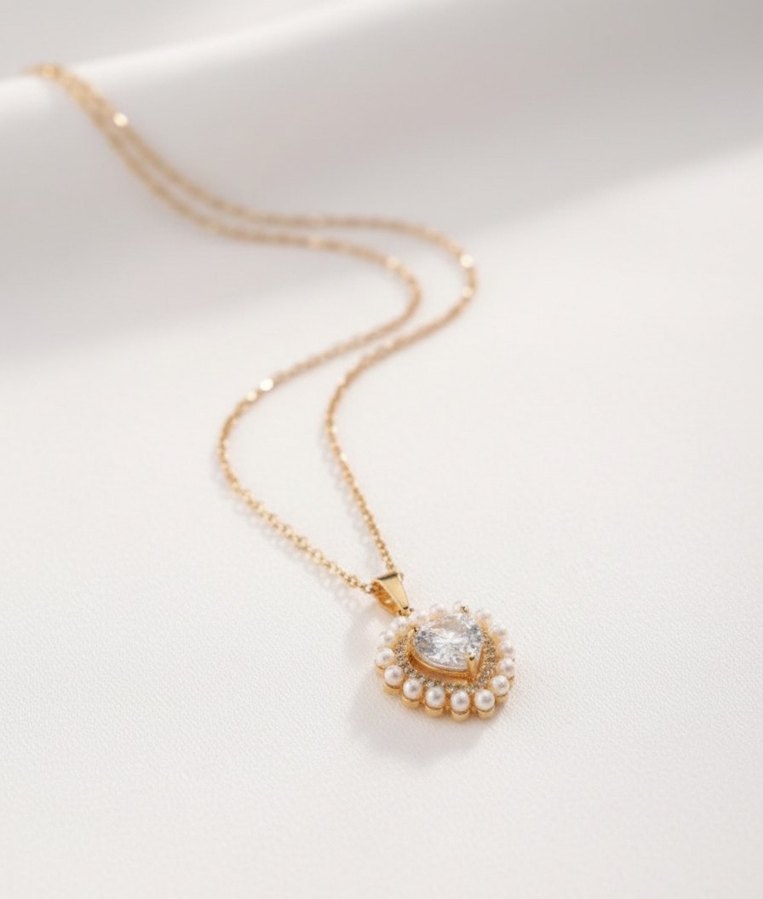 Altın Renkli Zincir Detaylı Midi Kolye - Görsel 2