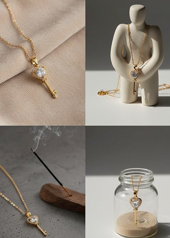 Altın Renkli Anahtar Kolye - Görsel 5