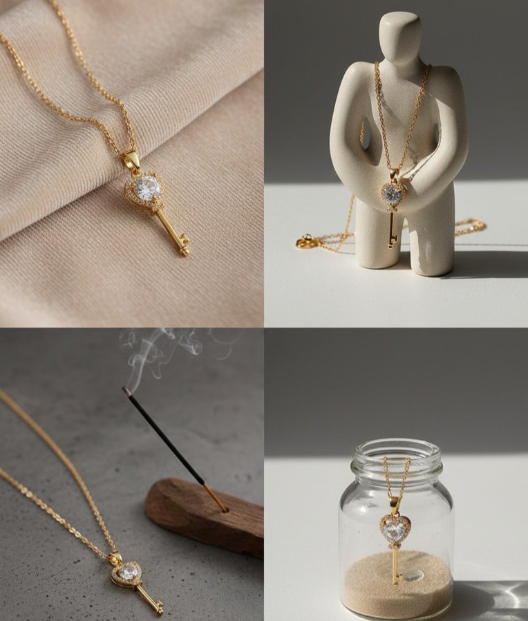 Altın Renkli Anahtar Kolye - Görsel 5