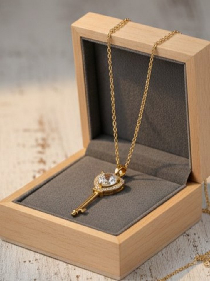 Altın Renkli Anahtar Kolye - Görsel 3