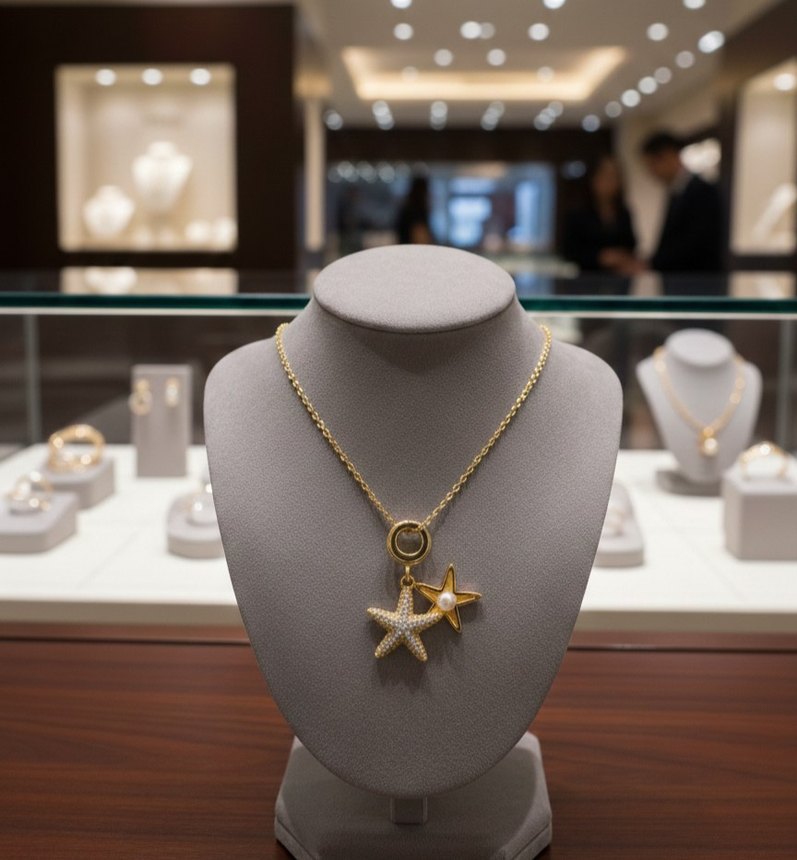 Altın Renk Zincir Detaylı Mini Kolye - Görsel 2