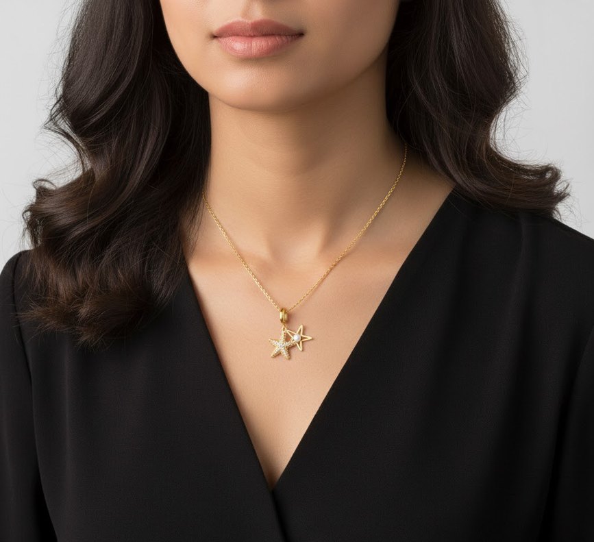 Altın Renk Zincir Detaylı Mini Kolye - Görsel 3