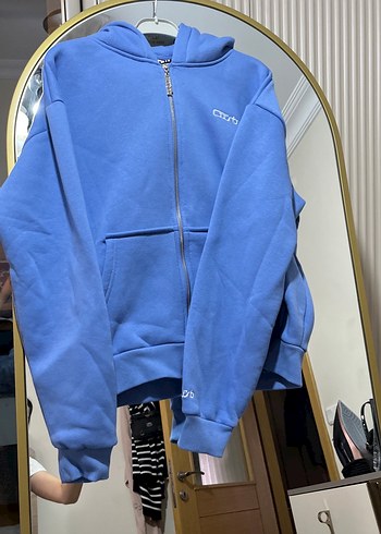 Mavi Fermuarlı Kadın Sweatshirt - Görsel 2