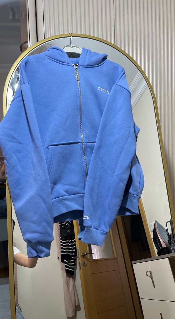 Mavi Fermuarlı Kadın Sweatshirt - Görsel 2