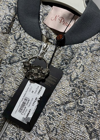 Gri Kadın Kapitone Fermuarlı Ceket - Görsel 2