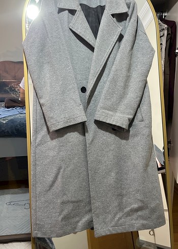 Gri Uzun Kışlık Kaban - Görsel 2