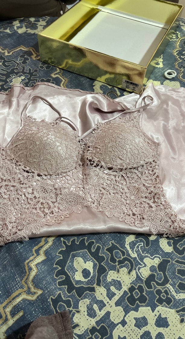 Bordo İşlemeli Mini Saten Gecelik - Görsel 2