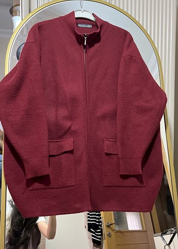 Bordo Fermuarlı Kadın Sweatshirt - Görsel 3