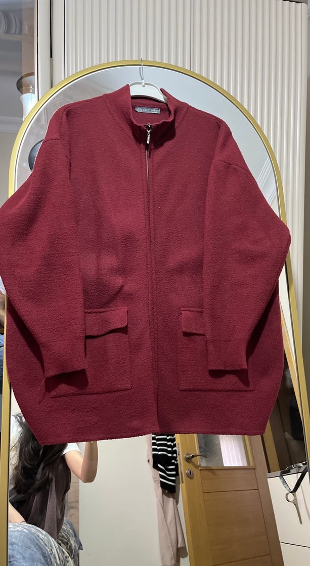Bordo Fermuarlı Kadın Sweatshirt - Görsel 3
