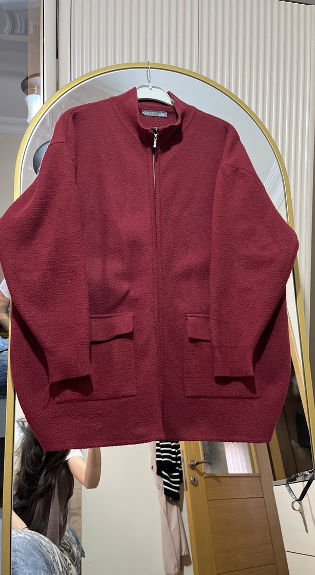 Bordo Fermuarlı Kadın Sweatshirt - Görsel 2