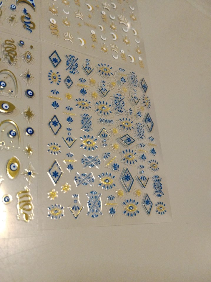 4 adet Mavi ve Altın Tırnak Süslemeleri Seti - Görsel 2