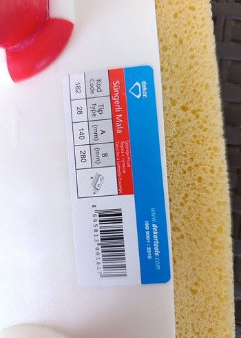 Sünger Mala Kırmızı Saplı Beyaz - Görsel 3