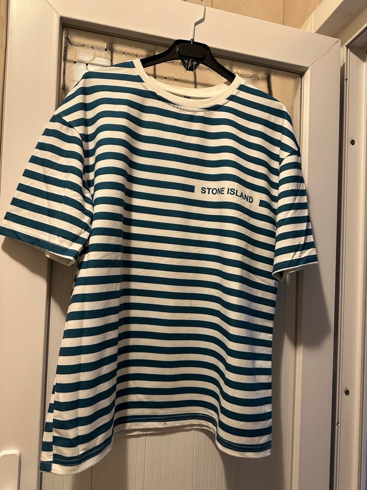 Stone Island Erkek  Mavi Çizgili T-shirt - Görsel 2