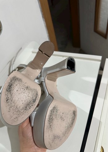 Beyaz Yılan Desenli Platform Topuklu Kadın Ayakkabı - Görsel 3