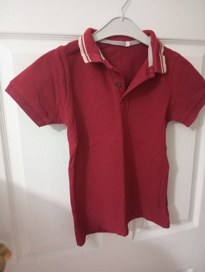 Kırmızı Düğmeli Kısa Kollu Erkek Polo Tişört - Görsel 2