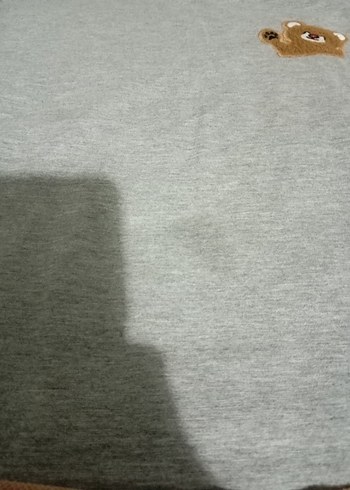 Kız Çocuk Gri Kısa Kollu Ayıcık Baskılı Tişört - Görsel 2