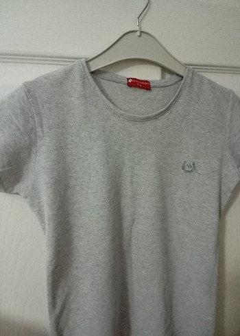 Kız Çocuk Gri Kısa Kollu Pamuklu Tişört - Görsel 3