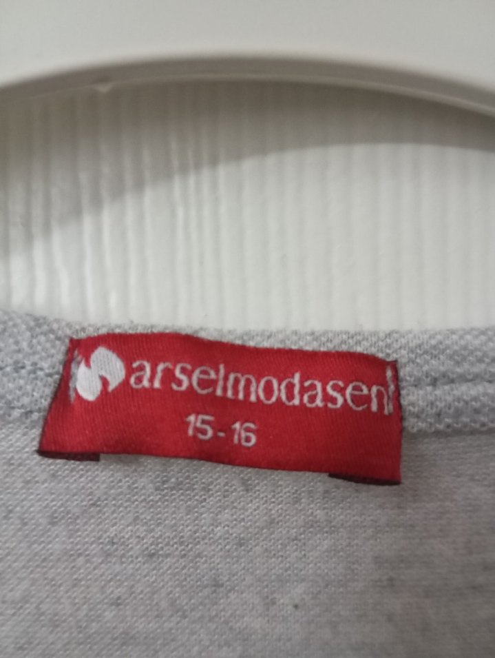 Kız Çocuk Gri Kısa Kollu Pamuklu Tişört - Görsel 2