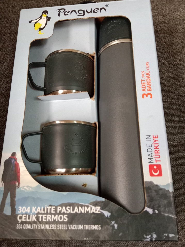 Penguen 304 Kalite Paslanmaz Çelik Termos Seti - Görsel 5