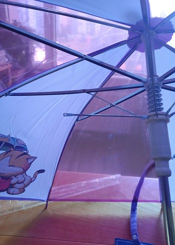 Şeffaf Pop Art Desenli Mor çocuk yeni Şemsiye - Görsel 3