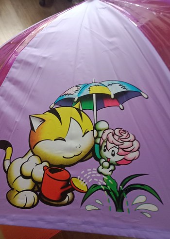 Şeffaf Pop Art Desenli Mor çocuk yeni Şemsiye - Görsel 2
