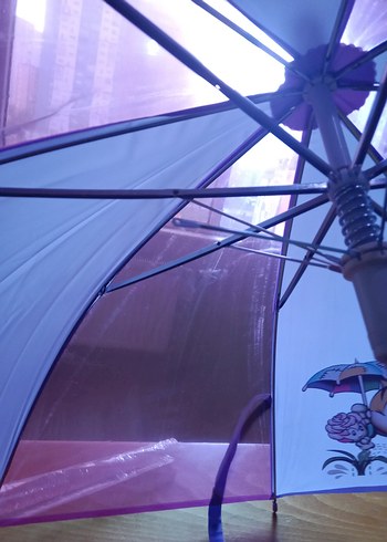 Şeffaf Pop Art Desenli Mor çocuk yeni Şemsiye - Görsel 8