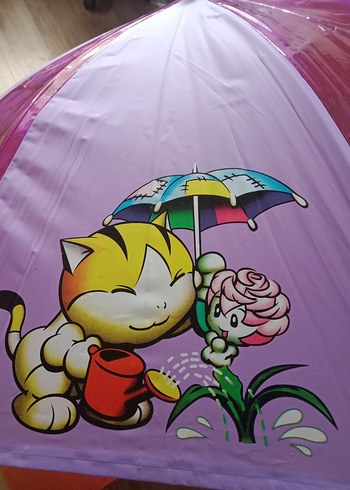 Şeffaf Pop Art Desenli Mor çocuk yeni Şemsiye - Görsel 9