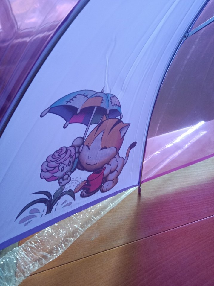 Şeffaf Pop Art Desenli Mor çocuk yeni Şemsiye - Görsel 4