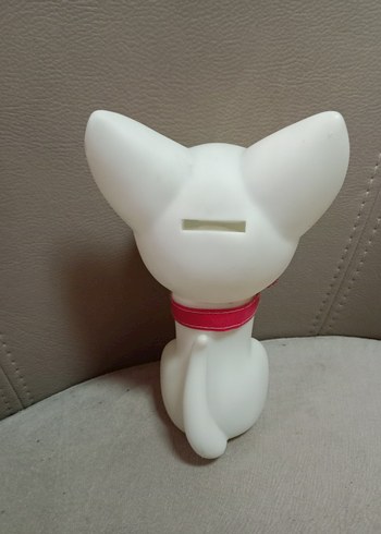 Beyaz Kedi Figürü Kırmızı Boyunluklu kumbara - Görsel 2