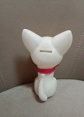 Beyaz Kedi Figürü Kırmızı Boyunluklu kumbara - Görsel 6